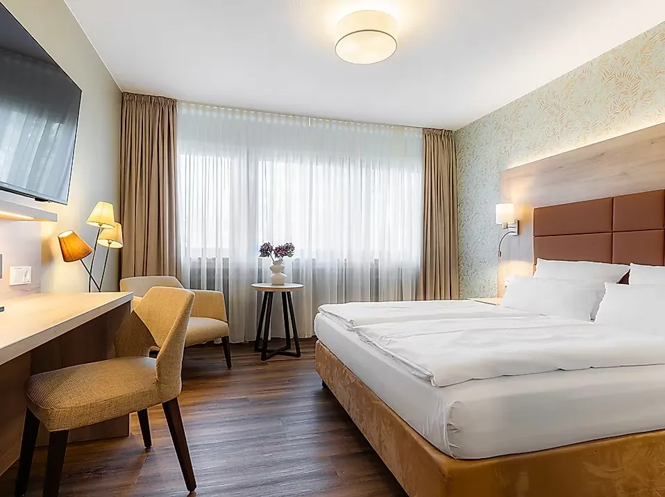 Heritage suite details and room lighting after sunset